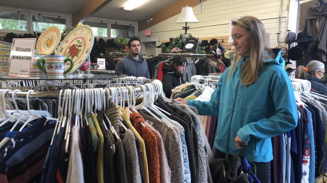 Shoppers at the Gold Mine Cashmere Sale