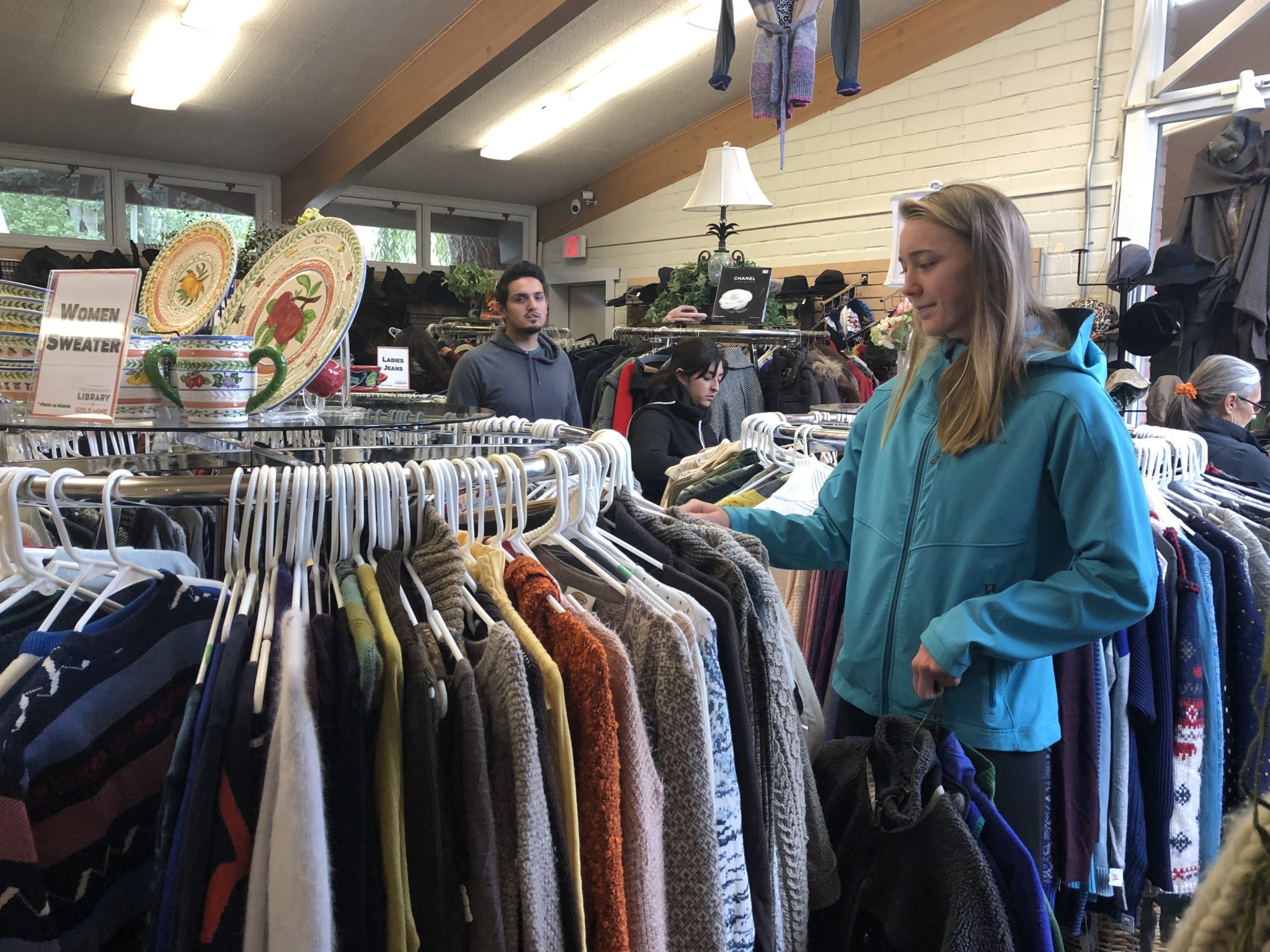 Shoppers at the Gold Mine Cashmere Sale