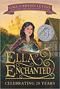 Book Cover, Ella Enchanted, Girl with spell book