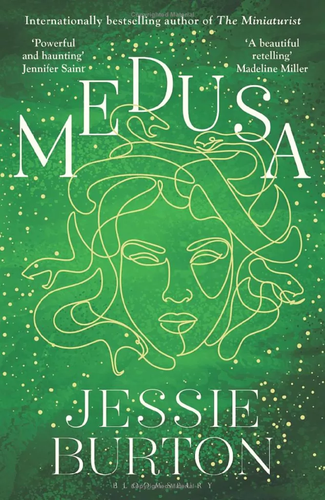 Green cover with line drawn head of girl with snakes for hair. "Medusa" title on cover. 