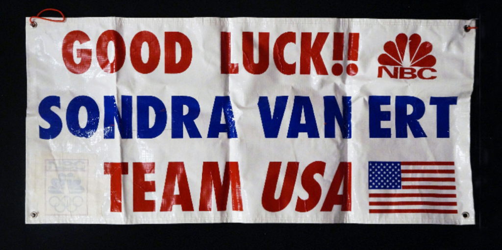 Banner with text 'Good Luck!! Sondra Van Ert Team USA'