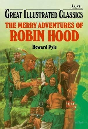 Robin Hood and his Merry Men clad in green gathered talking