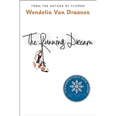 White background with a pair of white and orange sneakers hanging from the title "The Running Dream"