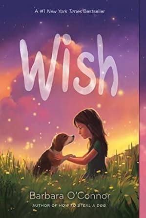 Girl with puppy in a field with "Wish" in cloud letters
