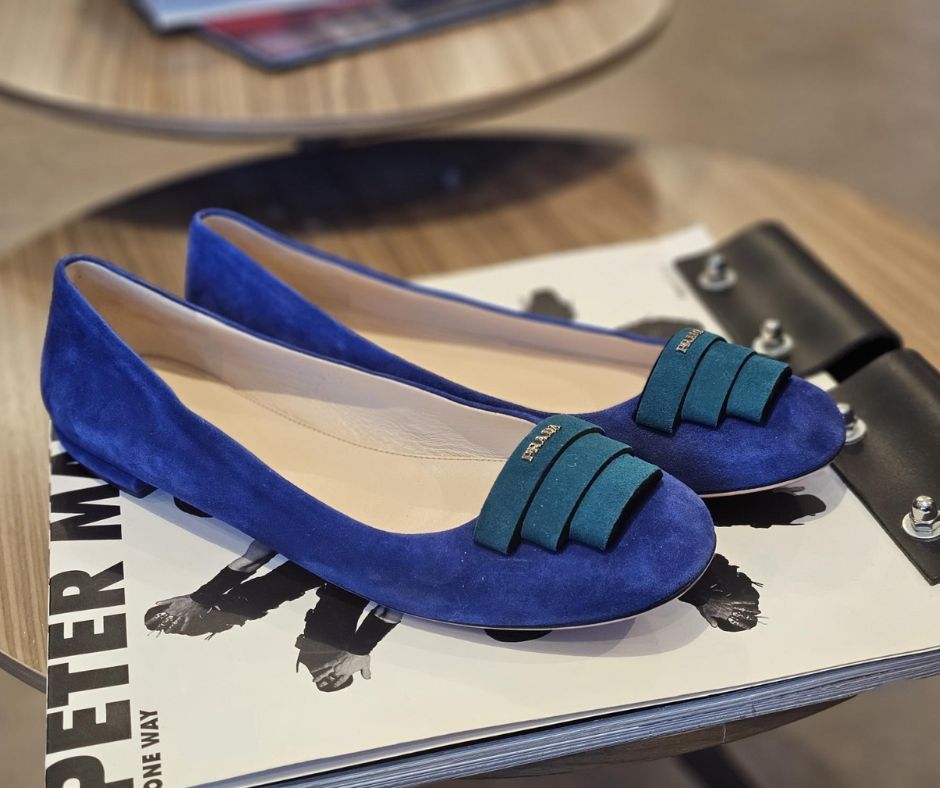 GMC Prada ballet flats in blue