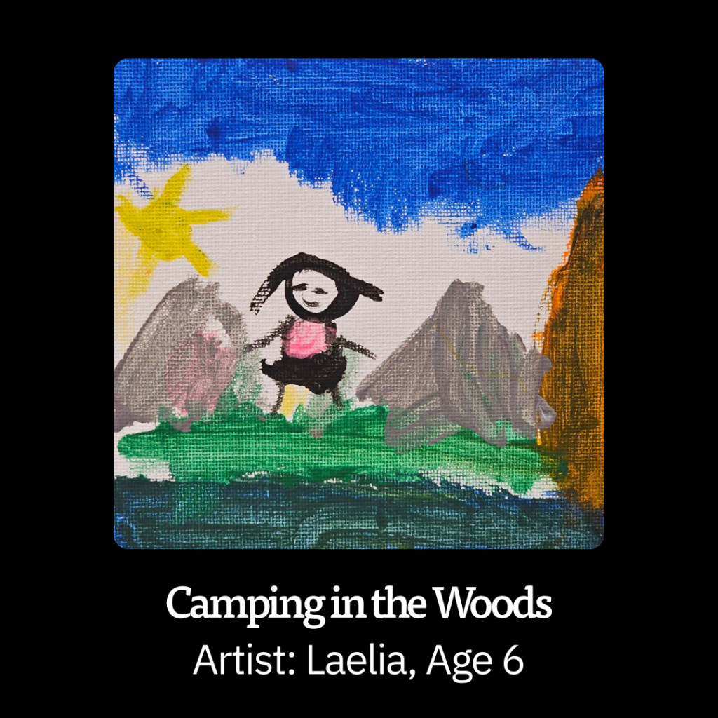 Tiny Art Camping in the Woods by Laelia Age 6