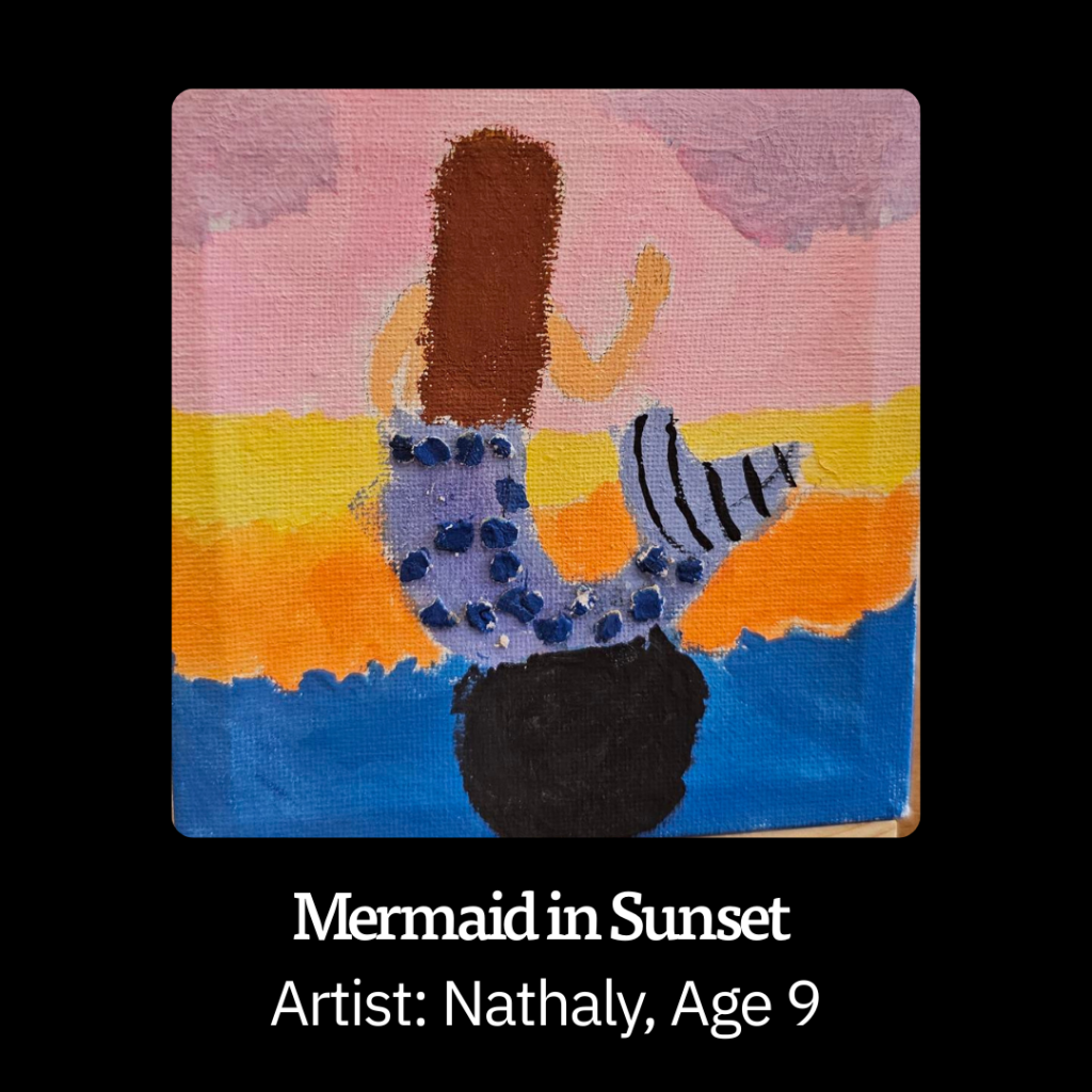 Tiny Art Mermaid in Sunset by Nathaly Age 9