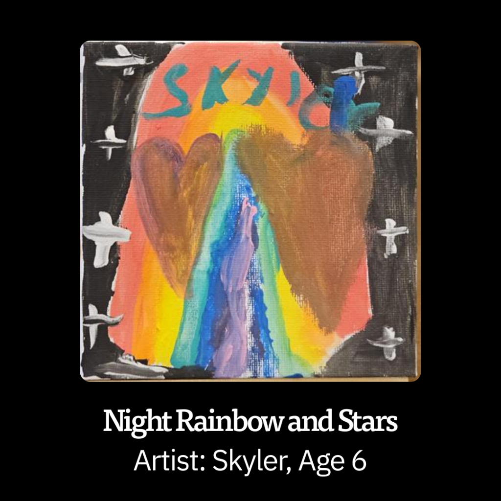 Tiny Art Night Rainbow and Stars by Skyler Age 6