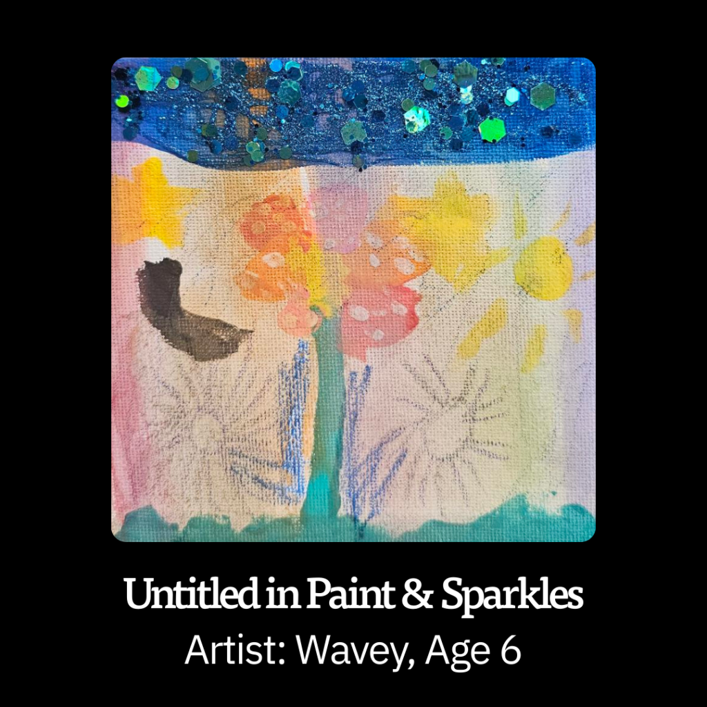 Tiny Art Untitled in Paint & Sparkles by Wavey Age 6