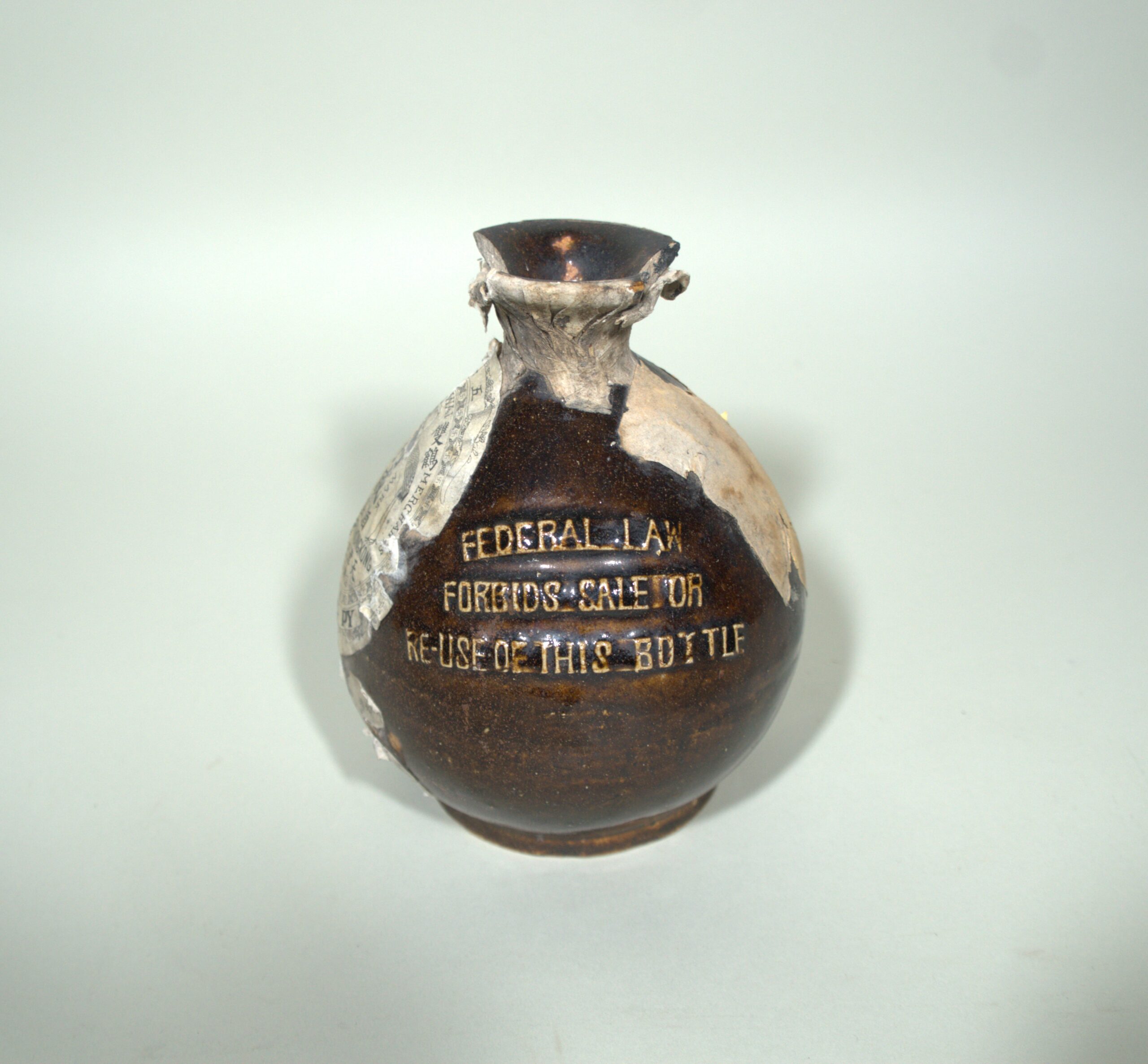 Brown glazed ceramic Chinese liquor bottle