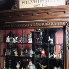 Close-up of the window display. Silversmith Dollhouse Closeup
